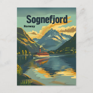 Sognefjord Norway Vintage art Postcard
