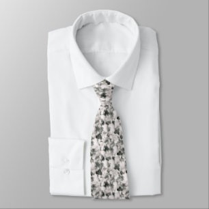 Sogno di Primavera-Black & White Abstract Art Tie