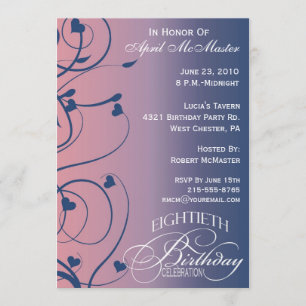 Sohisticated Swirls 80th Birthday Invitation
