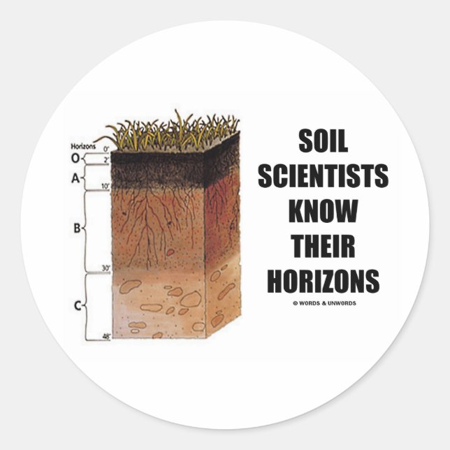 Soil Scientists Know Their Horizons Classic Round Sticker (Front)