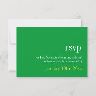 Soild green typography modern wedding response invitation