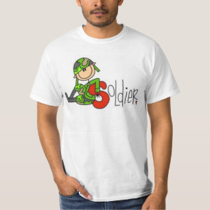 Soilder Stick Figure Person in Camouflage T-Shirt