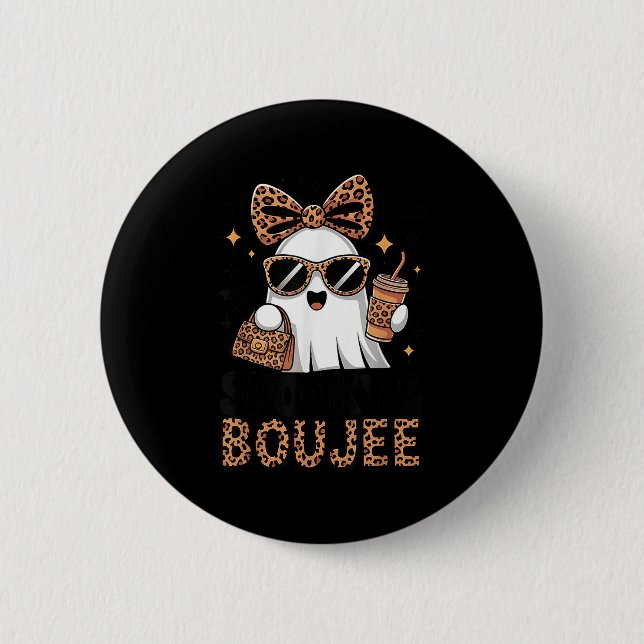 Soky &amp; Boujee Ghost Coquette Leopard Boo Jee H 6 Cm Round Badge (Front)