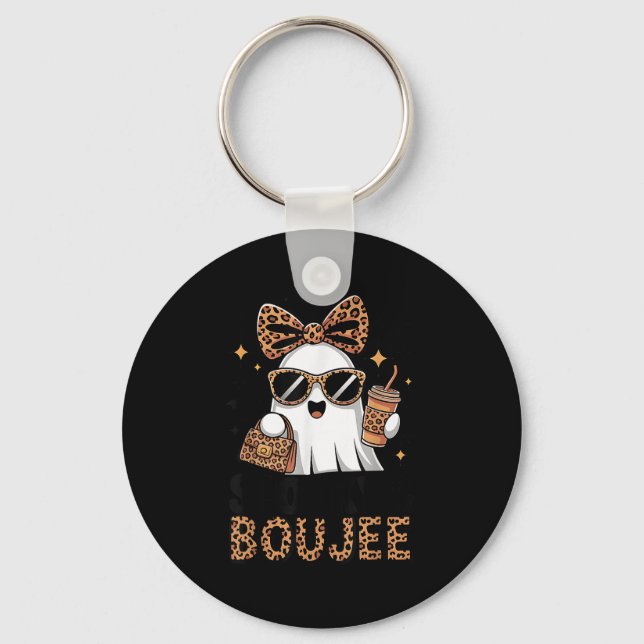 Soky &amp; Boujee Ghost Coquette Leopard Boo Jee H Key Ring (Front)