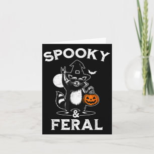 Soky And Feral Halloween Racoon Funny Card
