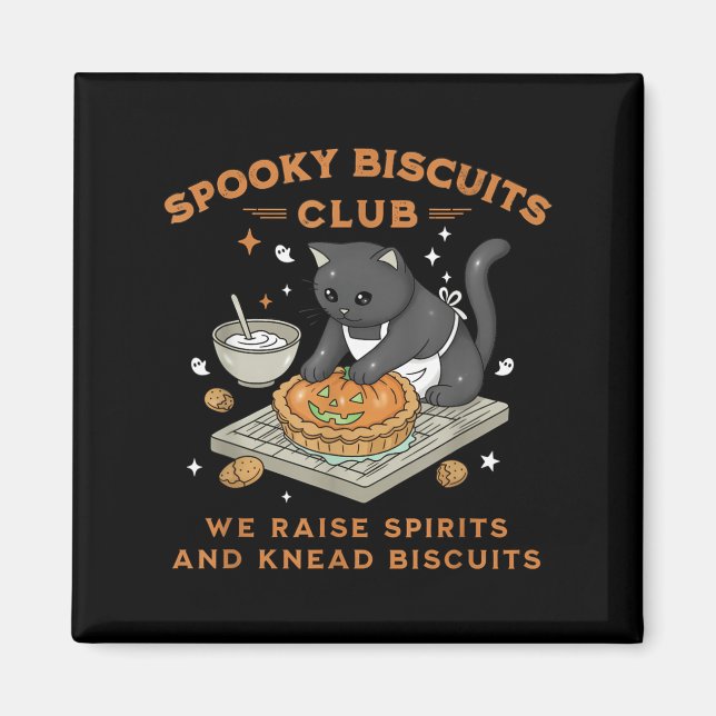 Soky Biscuits Club Black Cat Pumpkin Halloween Bak Magnet (Front)