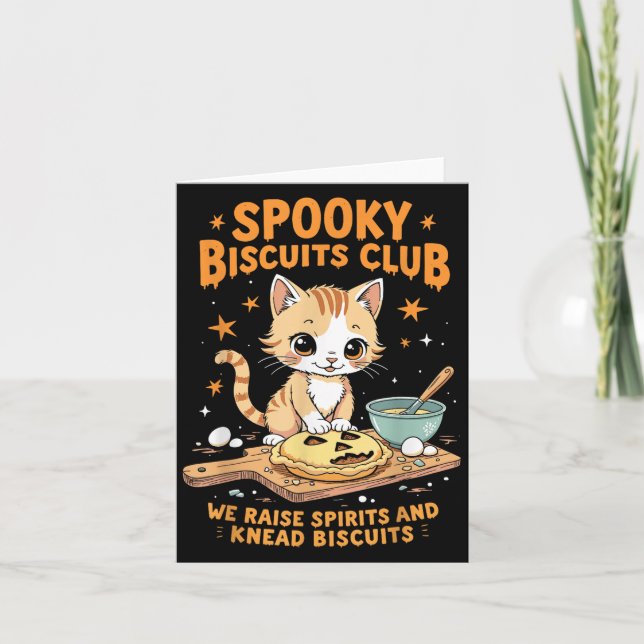Soky Biscuits Club Cat Funny Halloween Baking  Card (Front)
