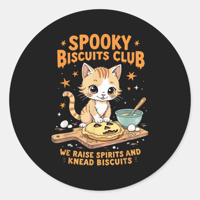Soky Biscuits Club Cat Funny Halloween Baking  Classic Round Sticker (Front)