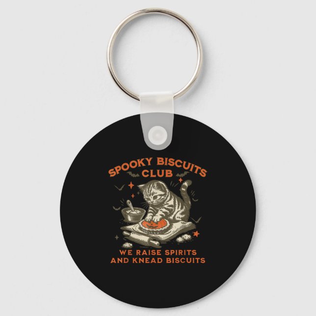 Soky Biscuits Club Cat, Funny Halloween Baking  Key Ring (Front)