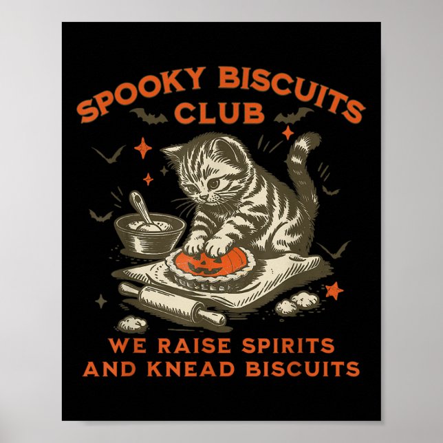 Soky Biscuits Club Cat, Funny Halloween Baking  Poster (Front)