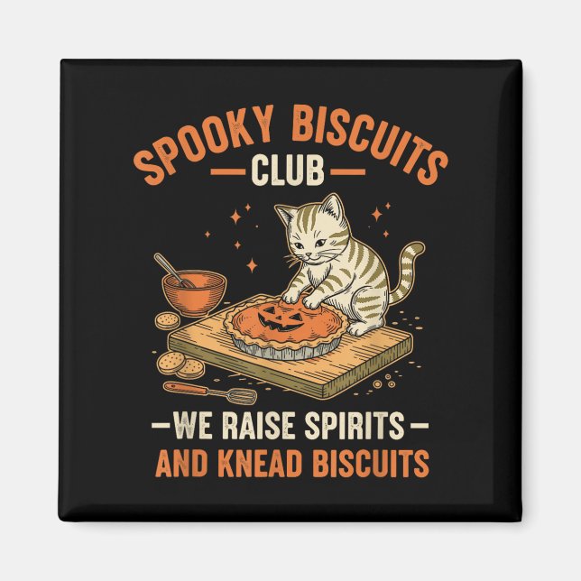 Soky Biscuits Club Funny Halloween Cat Baking  Magnet (Front)
