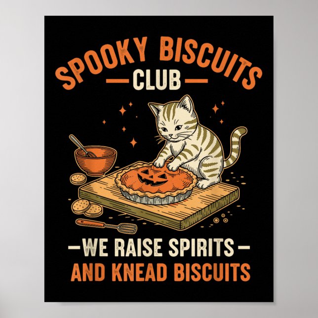 Soky Biscuits Club Funny Halloween Cat Baking  Poster (Front)