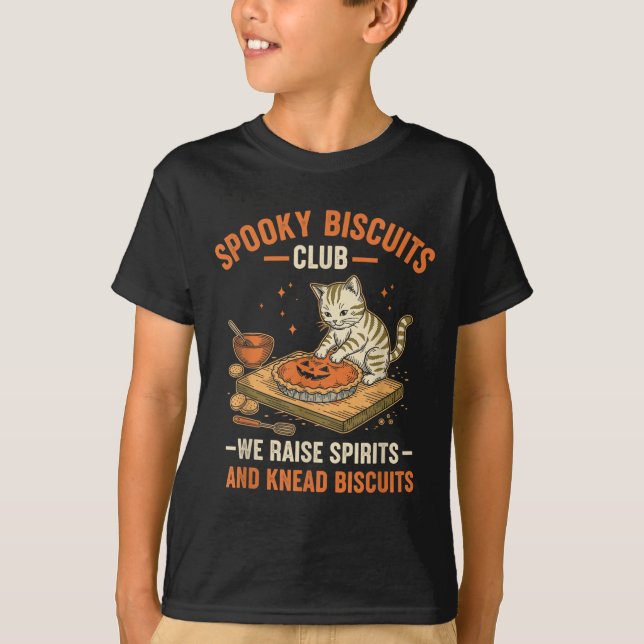 Soky Biscuits Club Funny Halloween Cat Baking  T-Shirt (Front)