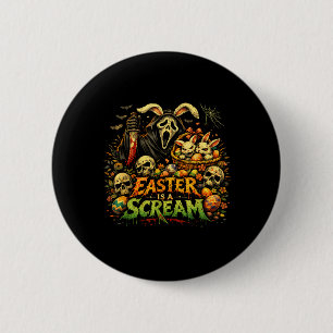 Soky Bunny Easter is a Scream Skull Dark Humour 6 Cm Round Badge