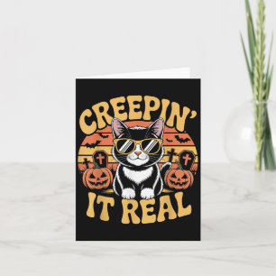 Soky Cute Creen' It Real Funny Cat Halloween Pun G Card