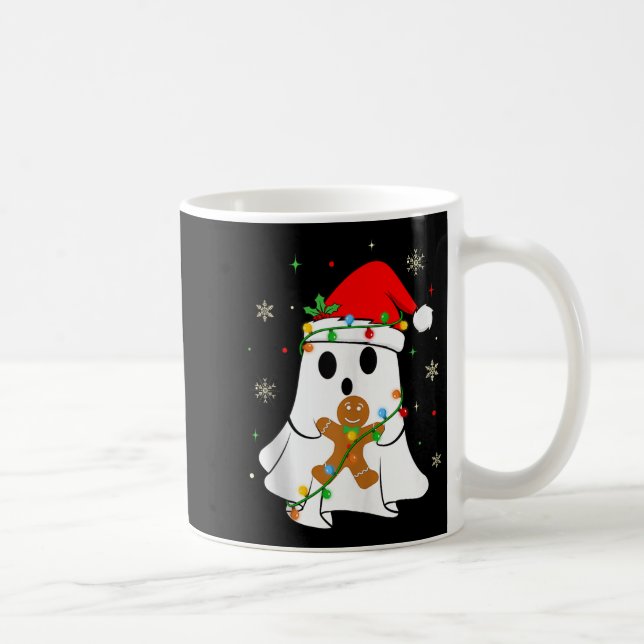 Soky Ghost Christmas Lights Santa Hat Funny Boo Gh Coffee Mug (Right)