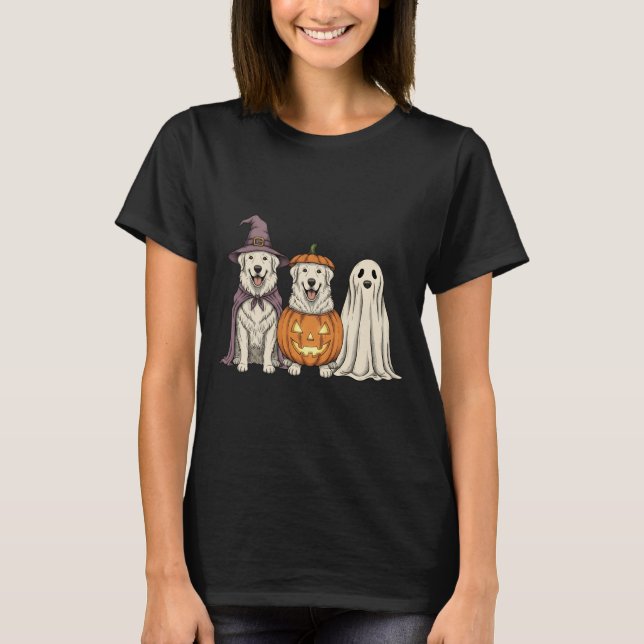 Soky Ghost Great Pyrenees Pumpkin Halloween Dog Lo T-Shirt (Front)