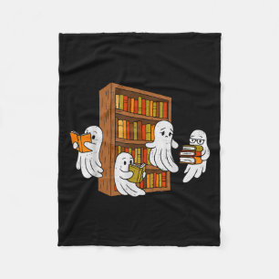 Soky Ghost Reading Books Halloween Library Bookwor Fleece Blanket