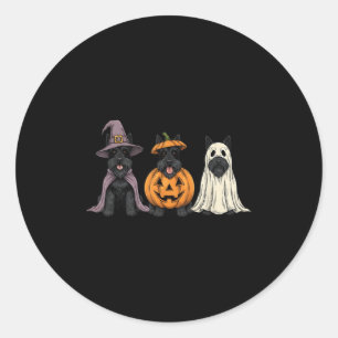 Soky Ghost Scottierrier Pumpkin Halloween Dog Love Classic Round Sticker