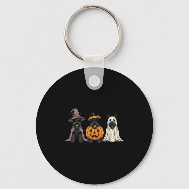 Soky Ghost Scottierrier Pumpkin Halloween Dog Love Key Ring (Front)