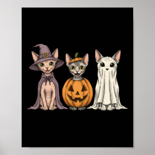 Soky Ghost Sphynx Cat Lover Pumpkin Halloween Long Poster