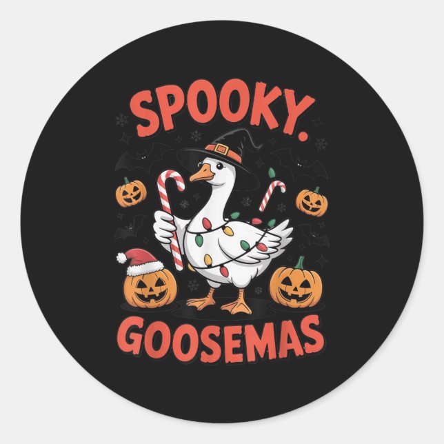 Soky Goosemas Funny Goose Halloween Christmas Cost Classic Round Sticker (Front)