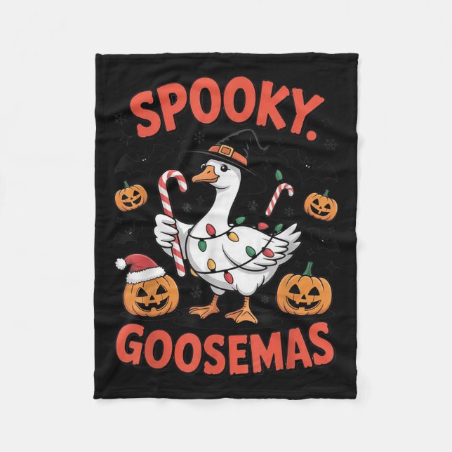 Soky Goosemas Funny Goose Halloween Christmas Cost Fleece Blanket (Front)