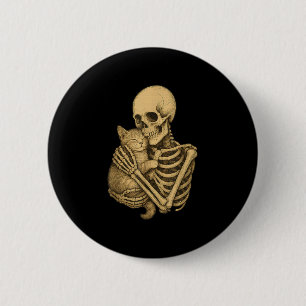 Soky Halloween Cute Cat Hugging Skeleton 6 Cm Round Badge