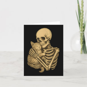Soky Halloween Cute Cat Hugging Skeleton Card