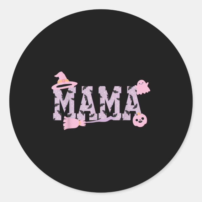 Soky Halloween Mama Varsity Mum Pastel Nk Pumpkin  Classic Round Sticker (Front)