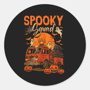 Soky Halloween Squad Skeleton Driving Firetruck Ho Classic Round Sticker