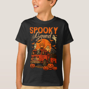 Soky Halloween Squad Skeleton Driving Firetruck Ho T-Shirt