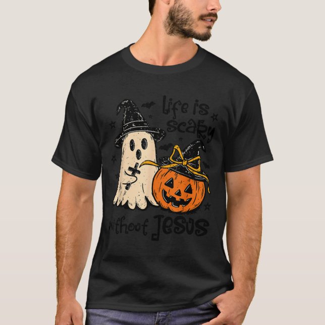 Soky Life Is Y Without Jesus Christian Halloween  T-Shirt (Front)