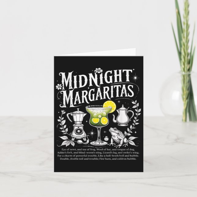 Soky Midnight Margaritas Funny Halloween Drink  Card (Front)