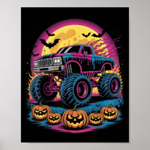 Soky Monster Truck Drip Pumpkin Halloween Toddler Poster
