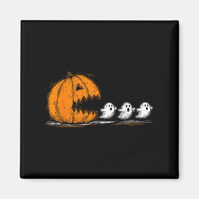 Soky Pumpkin Chasing Cute Ghosts Halloween Parade  Magnet (Front)