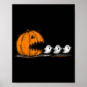 Soky Pumpkin Chasing Cute Ghosts Halloween Parade  Poster