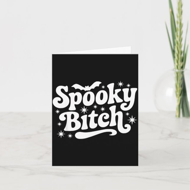 Soky Retro Halloween Witch Quote Saying Bats Gift  Card (Front)