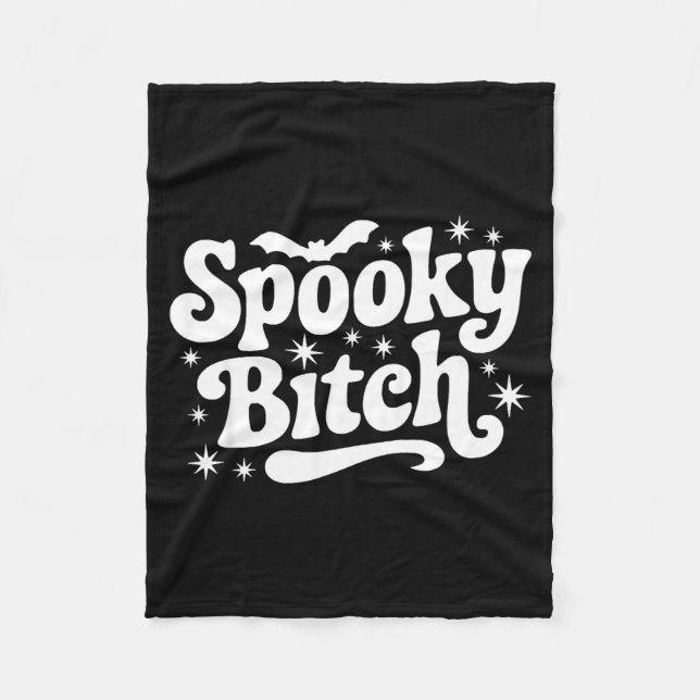 Soky Retro Halloween Witch Quote Saying Bats Gift  Fleece Blanket (Front)