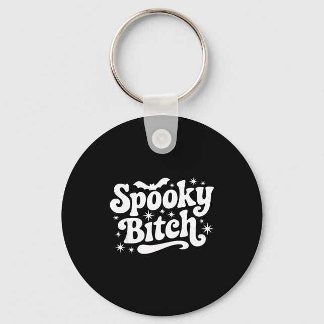 Soky Retro Halloween Witch Quote Saying Bats Gift  Key Ring (Front)