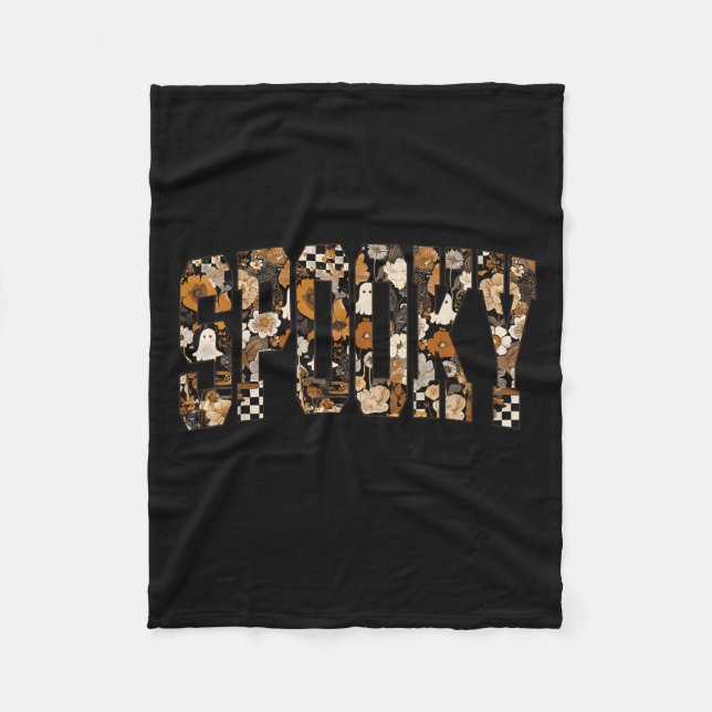 Soky Season Floral Ghost Halloween Fall Vibes Soky Fleece Blanket (Front)