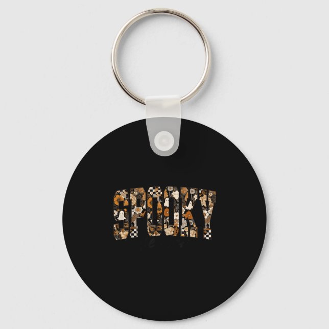 Soky Season Floral Ghost Halloween Fall Vibes Soky Key Ring (Front)