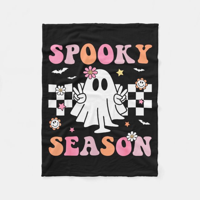 Soky Season Happy Halloween Retro Ghost Soky Women Fleece Blanket (Front)