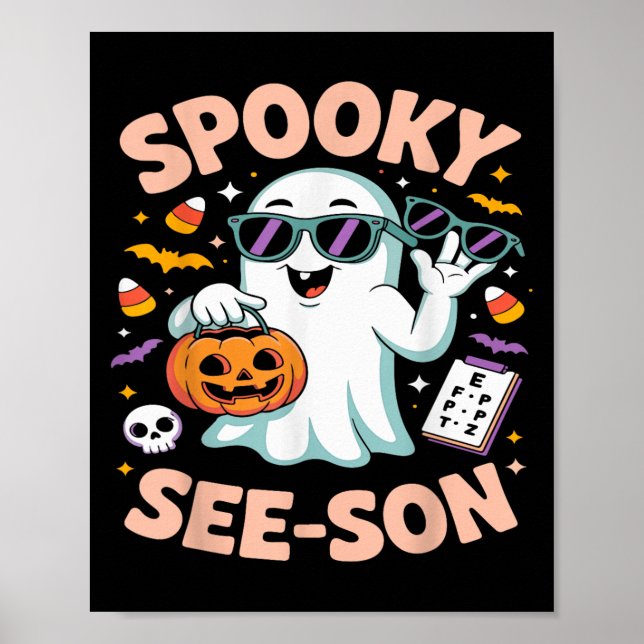 Soky See Son Optometry Funny Ghost Halloween Costu Poster (Front)