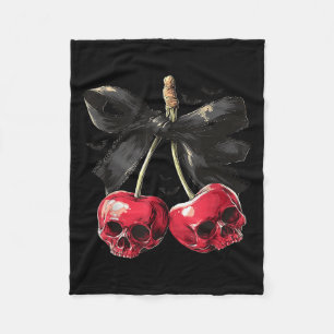 Soky Summer Skull Cherry Halloween Coquette Bow Ha Fleece Blanket