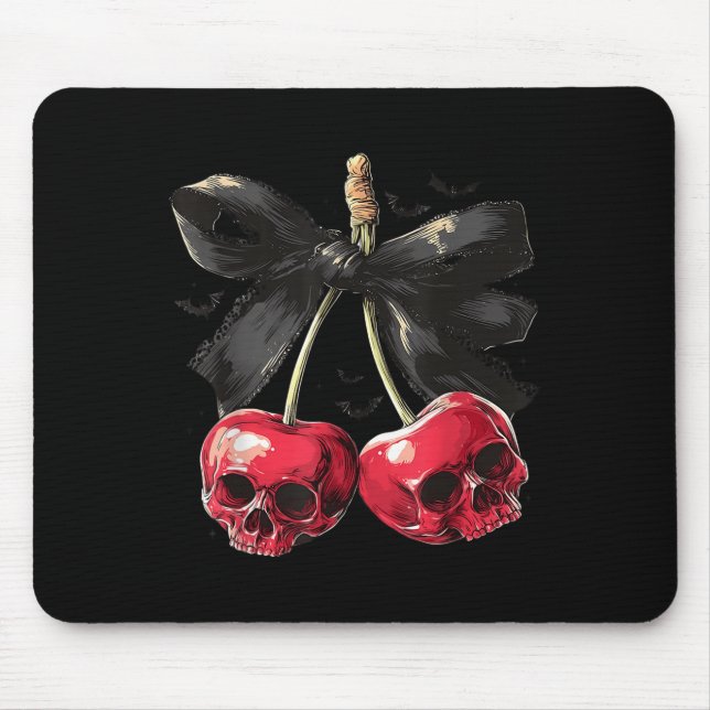 Soky Summer Skull Cherry Halloween Coquette Bow Ha Mouse Mat (Front)