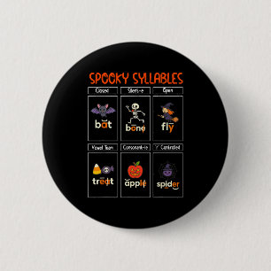 Soky Syllables Halloween Teacher Educational Phoni 6 Cm Round Badge