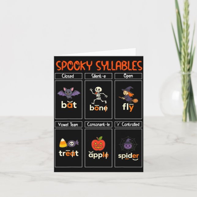 Soky Syllables Halloween Teacher Educational Phoni Card (Front)