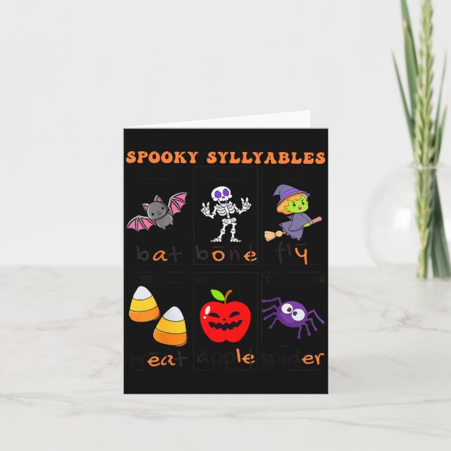 Soky Syllables Teacher Funny Halloween Educational Card (Front)