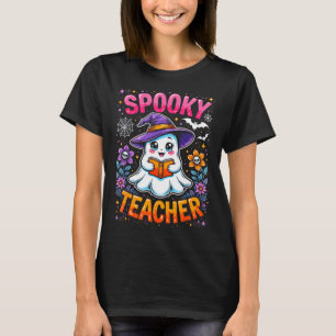 Soky Teacher Cute Ghost Reading Book Funny Hallo T-Shirt